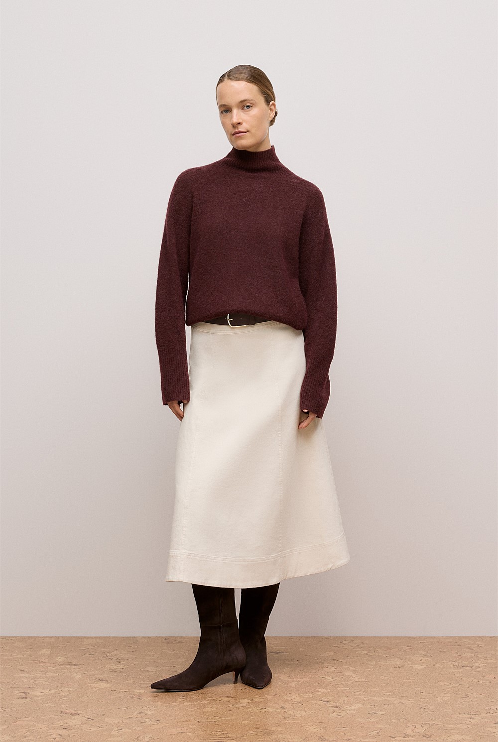Alpaca Merino Blend Relaxed Mock Neck