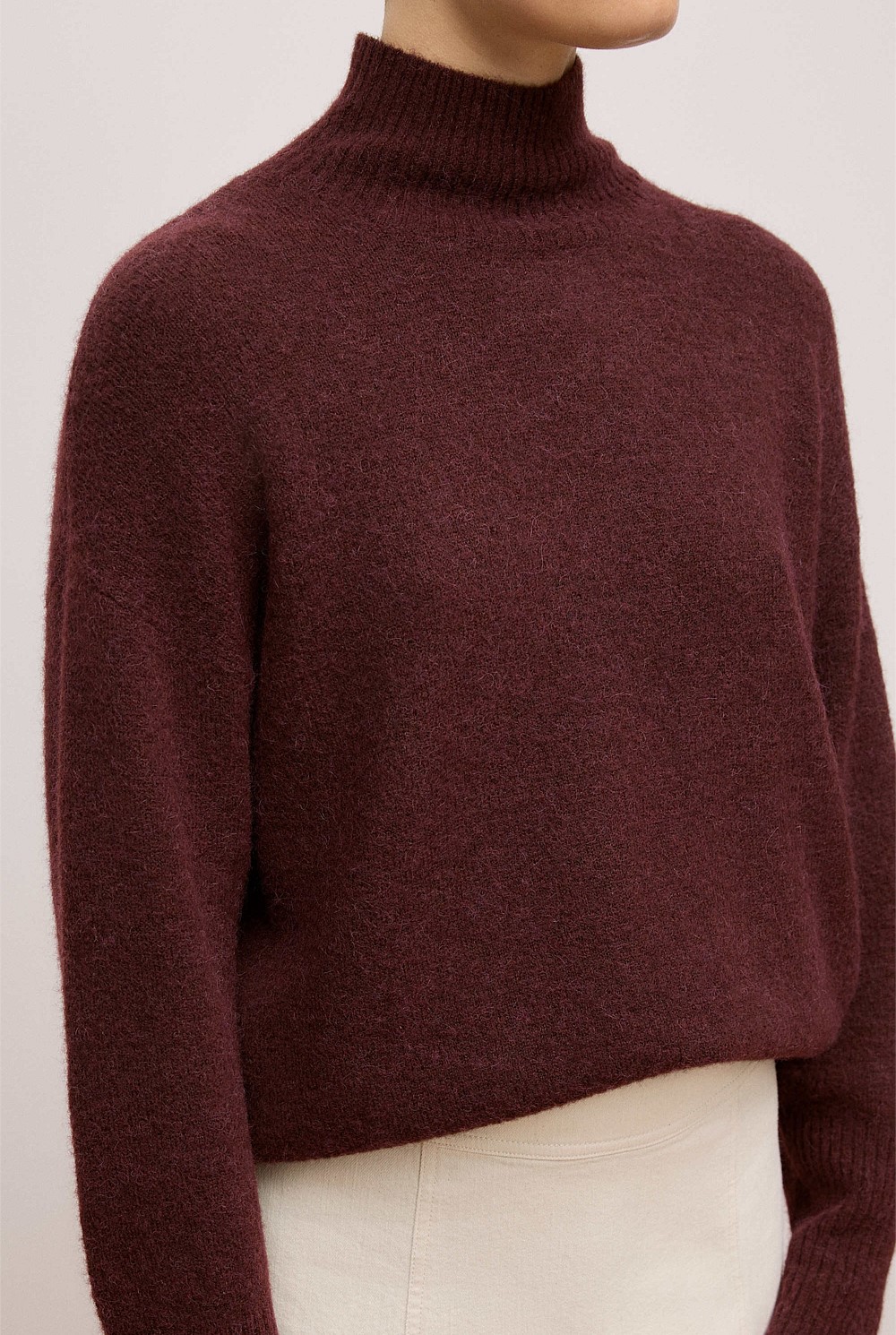 Alpaca Merino Blend Relaxed Mock Neck