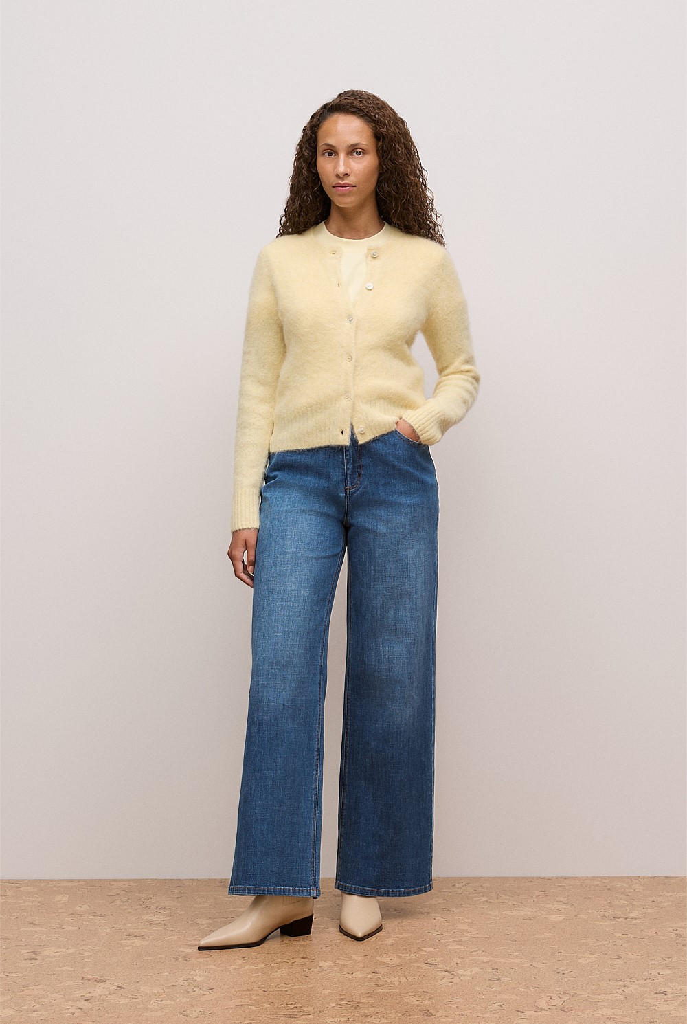 Brushed Alpaca Button Through Cardigan