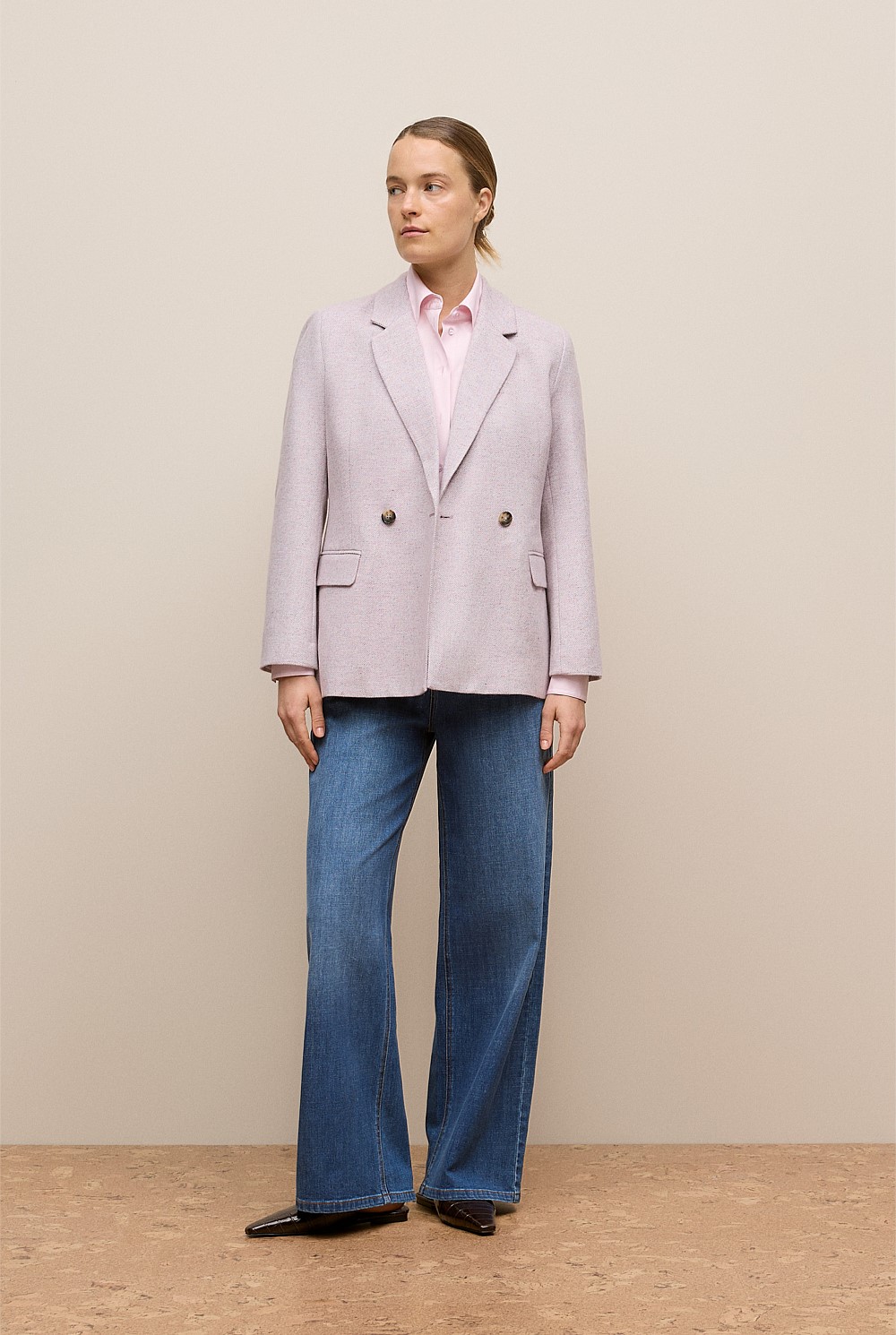 Italian Wool Blend Double Breasted Blazer