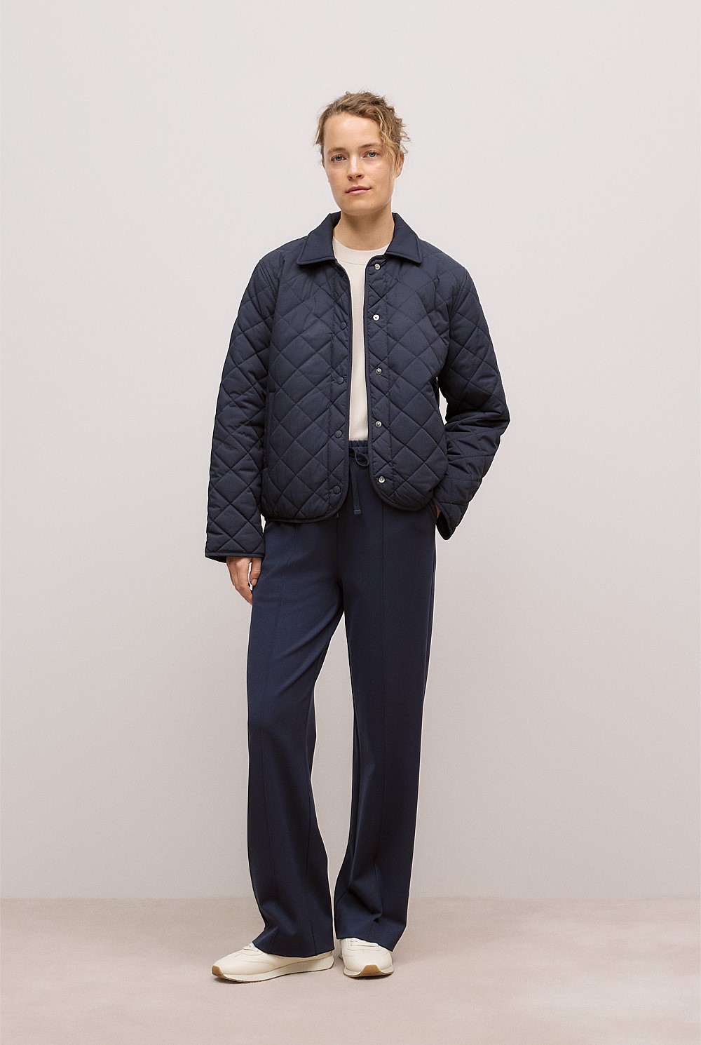 Ponte Pintucked Wide Leg Pant