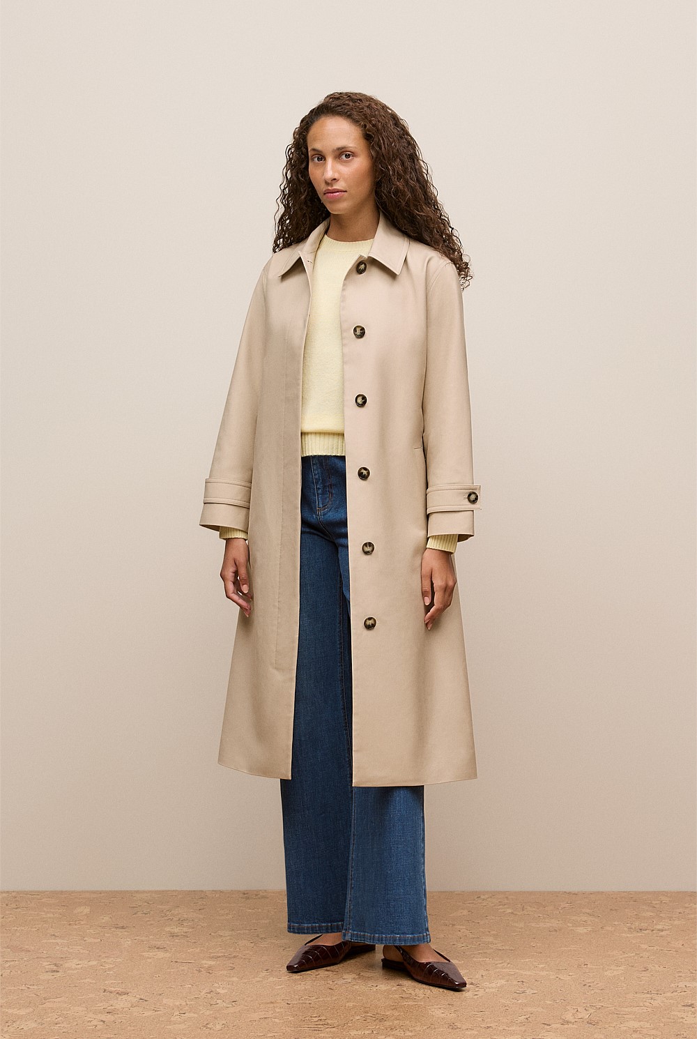 Wool Cashmere Cable Detail Crew