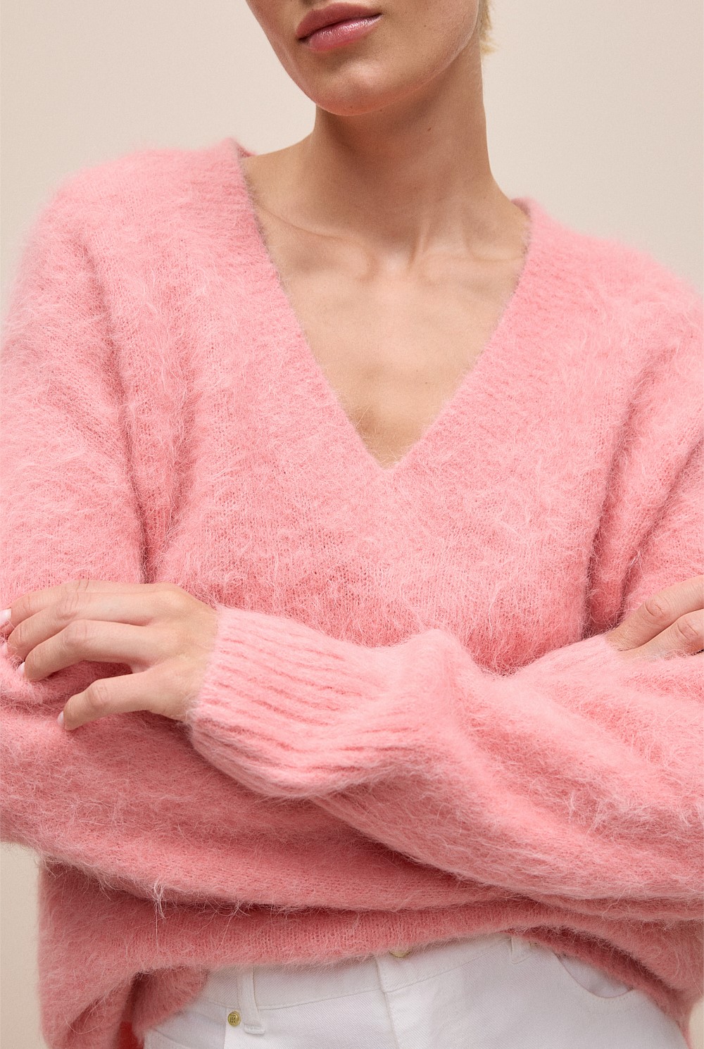Brushed Alpaca Relaxed V Knit