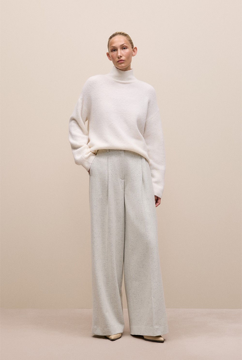 Alpaca Merino Blend Relaxed Mock Neck