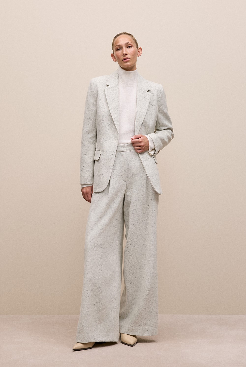 Italian Wool Blend Wide Leg Pant