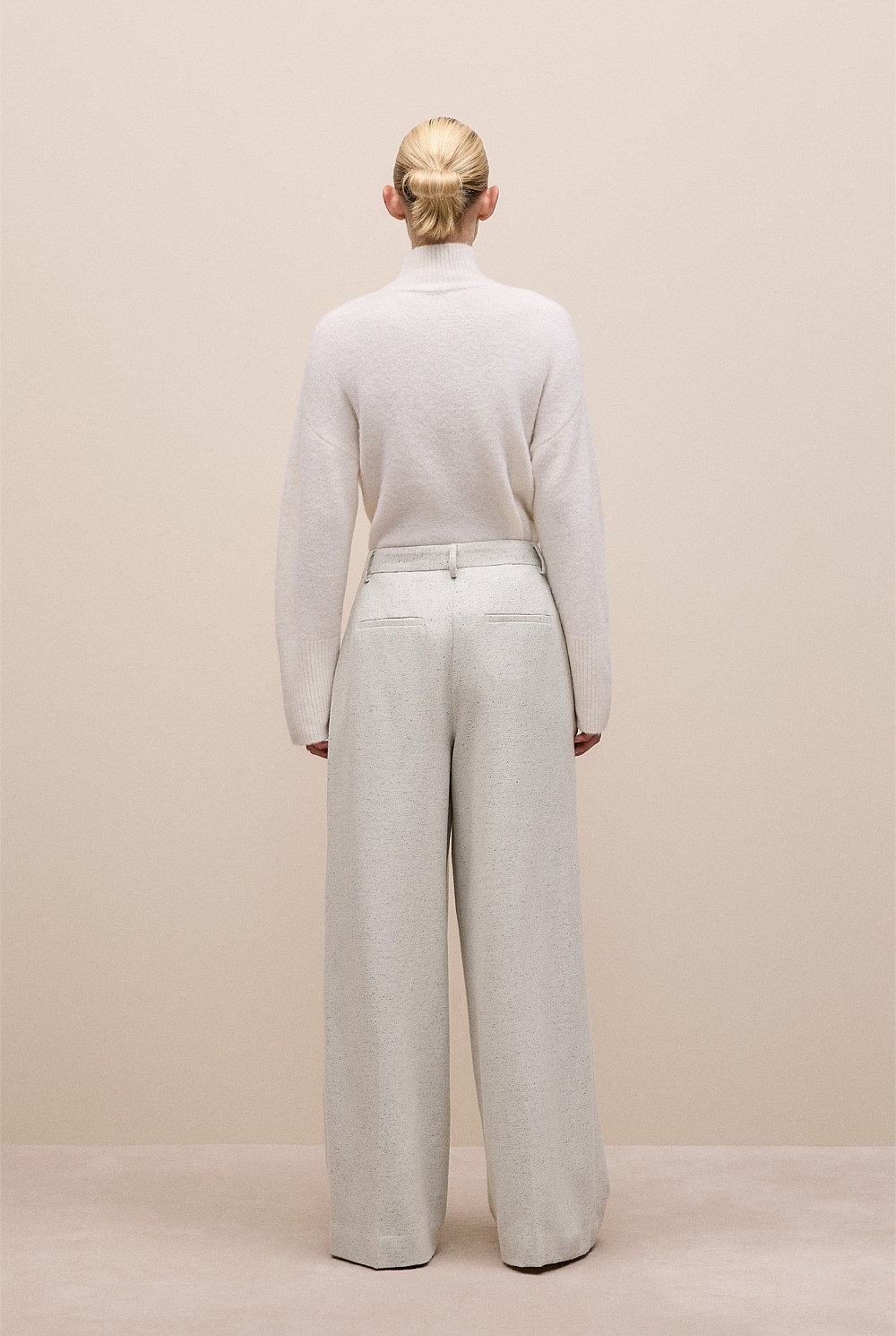 Italian Wool Blend Wide Leg Pant