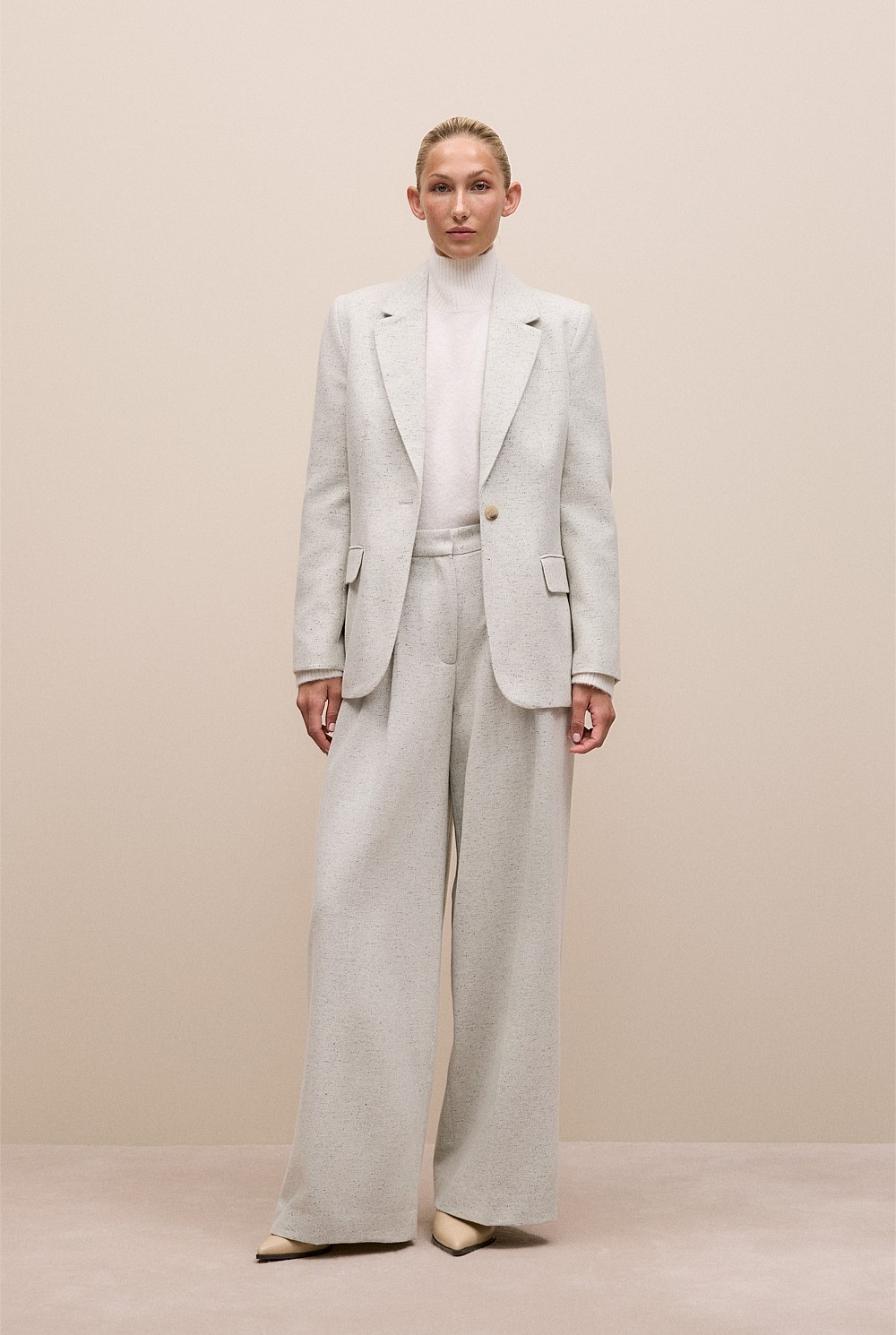 Italian Wool Blend Single Breasted Blazer