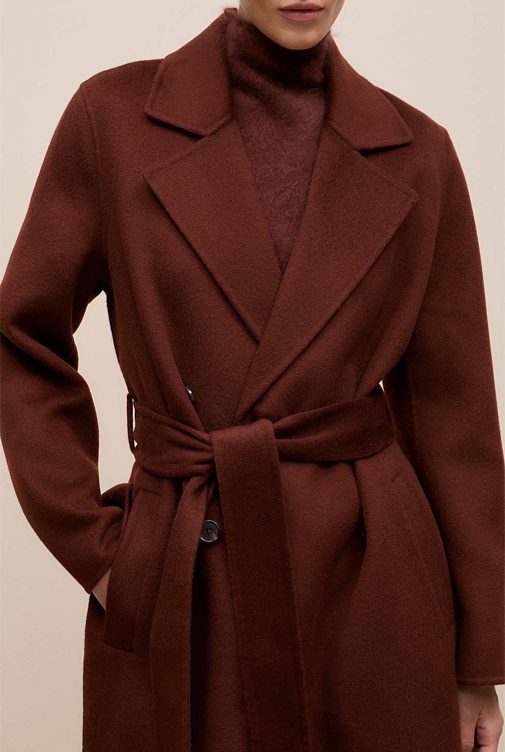 Brushed Wool Double Breasted Coat