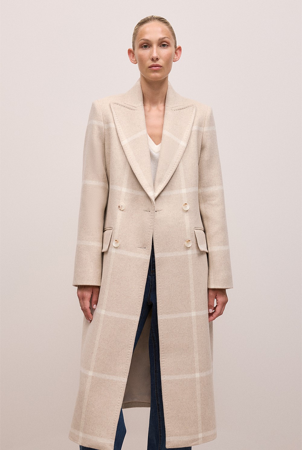 Italian Wool Blend Check Coat