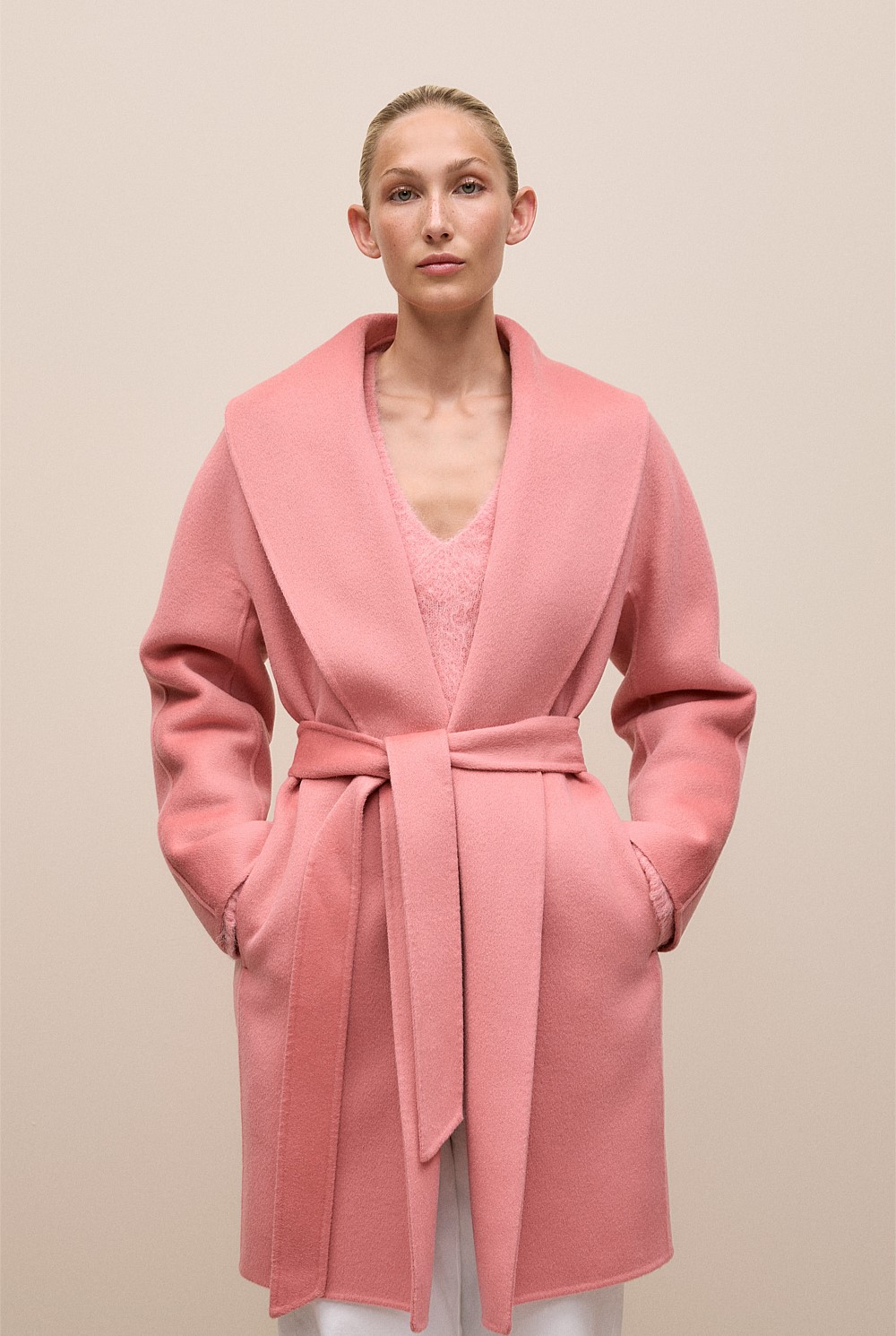 Brushed Wool Wrap Coat