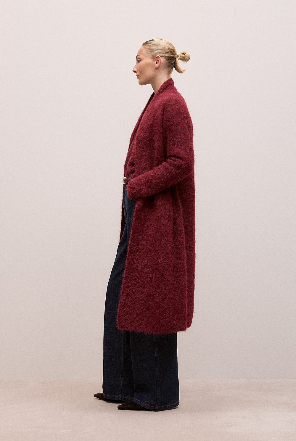 Brushed Alpaca Button Through Cardigan