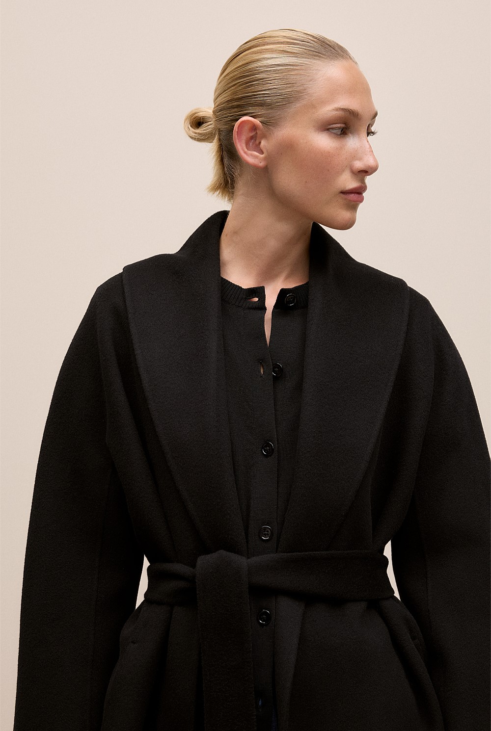 Double Faced Wool Wrap Coat