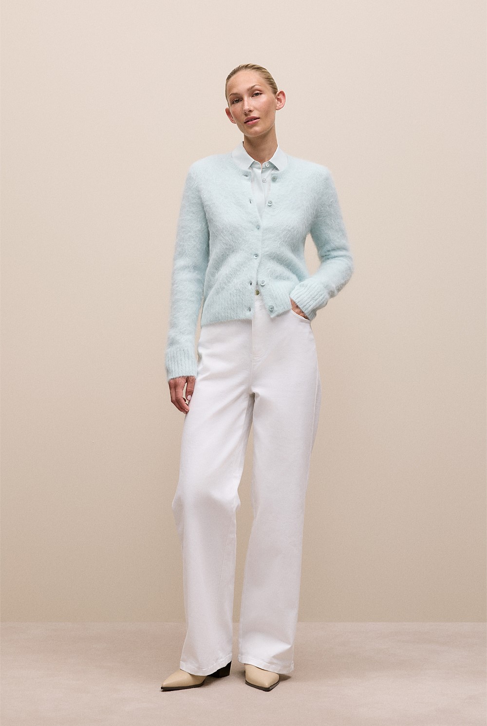 Brushed Alpaca Button Through Cardigan