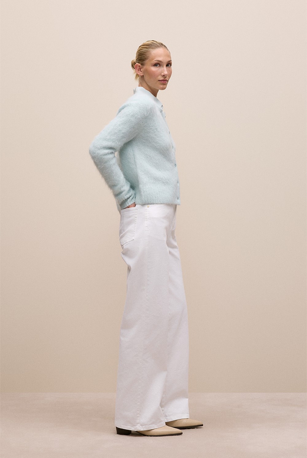 Brushed Alpaca Button Through Cardigan