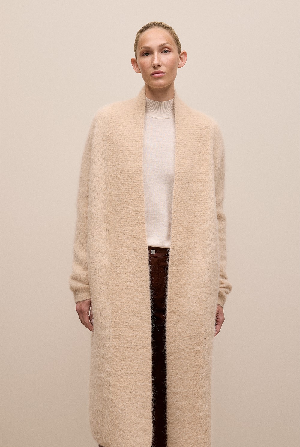Brushed Alpaca Longline Cardigan