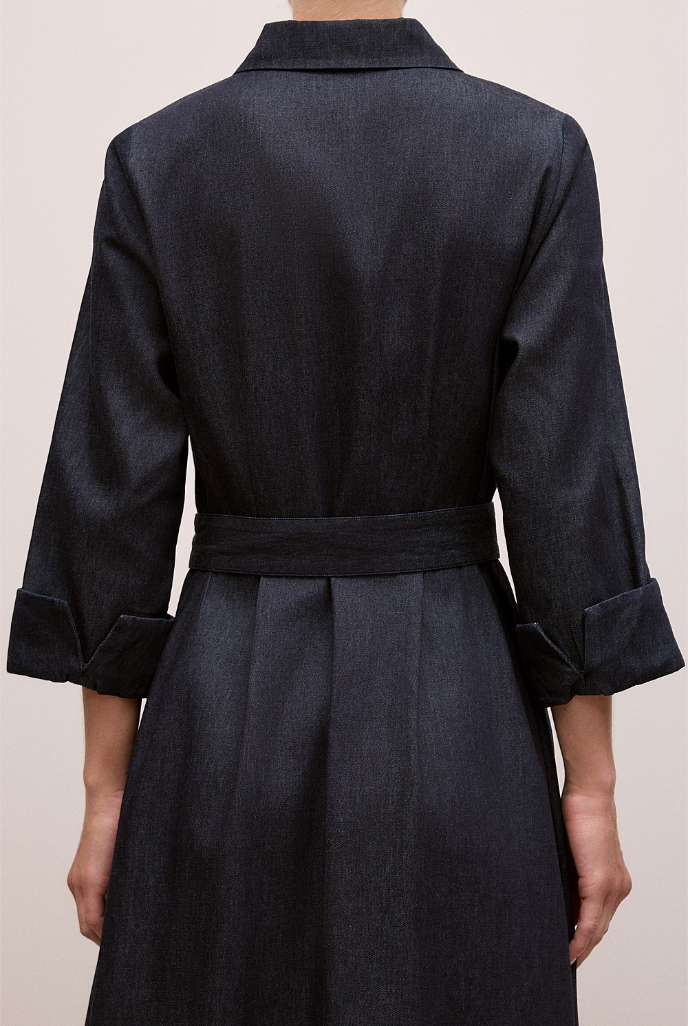 Denim Pleat Detail Shirt Dress
