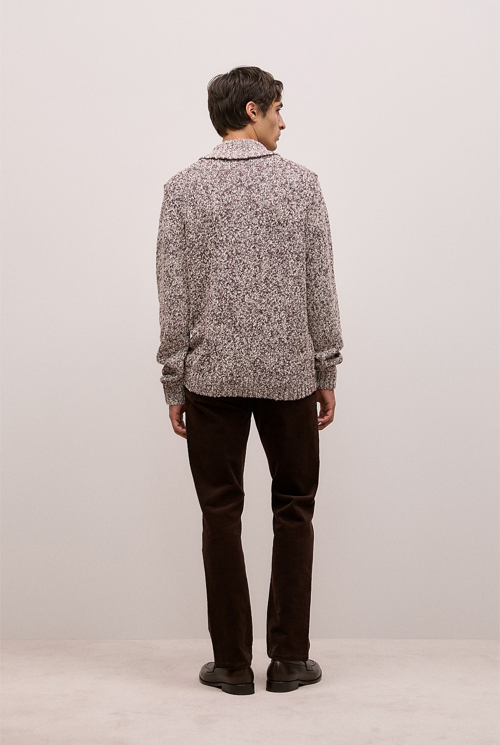 Textured Shawl Collar Knit