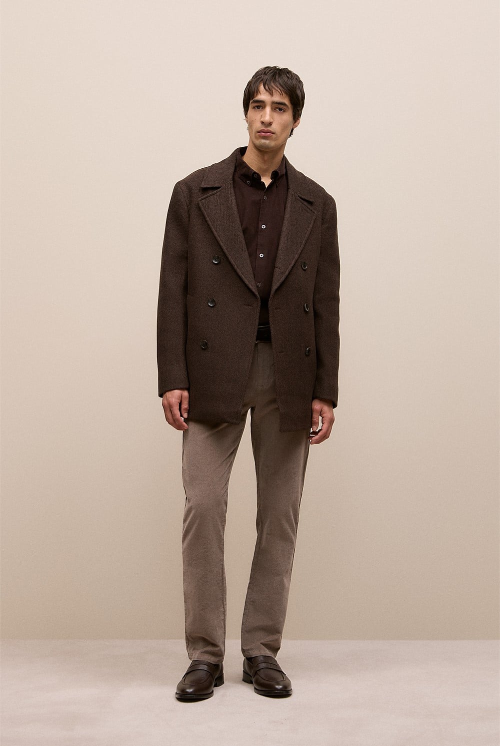 Italian Wool Herringbone Peacoat