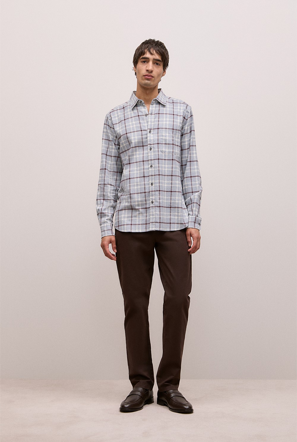 Brushed Cotton Melange Check Shirt