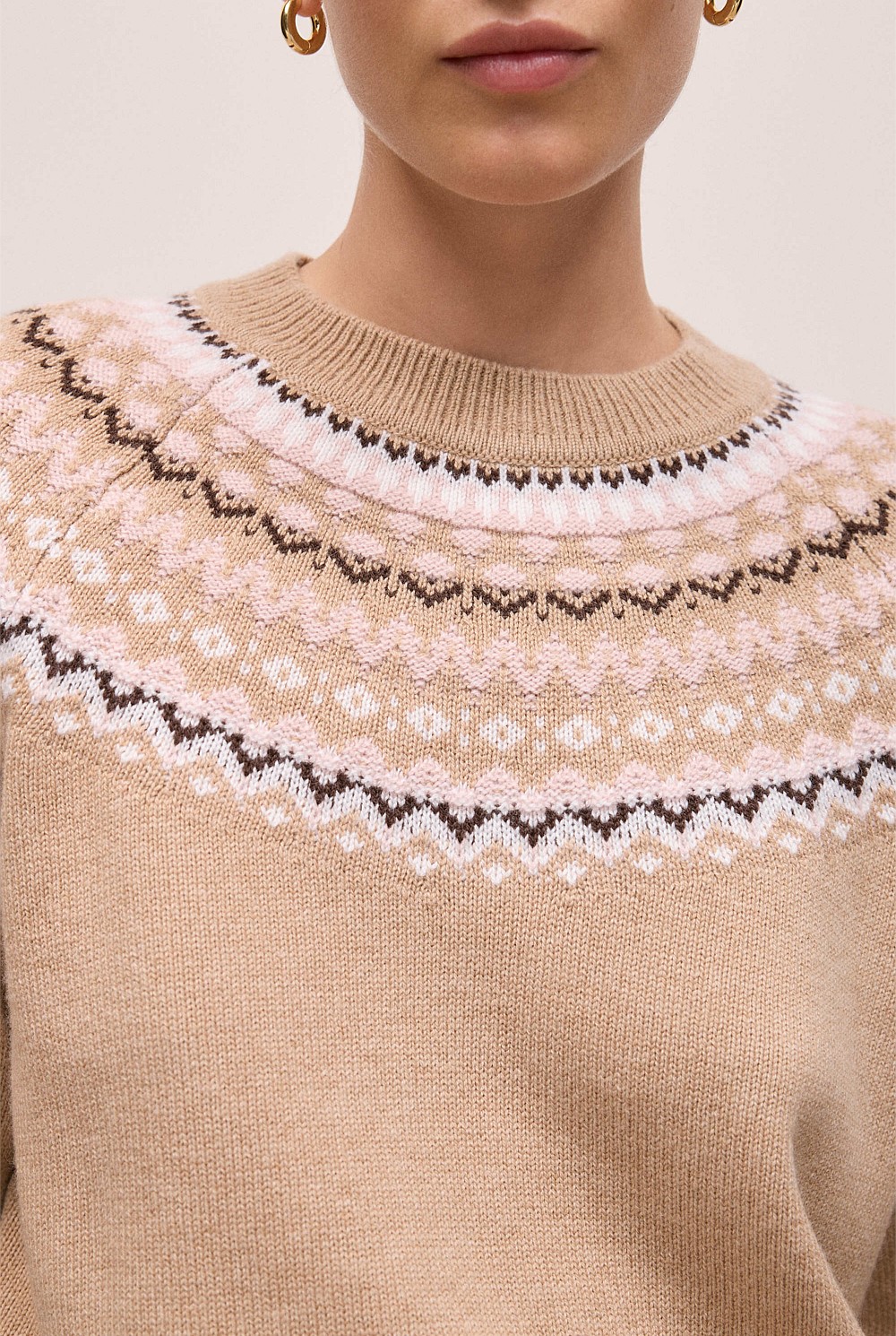 Merino Cashmere Fair Isle Crew
