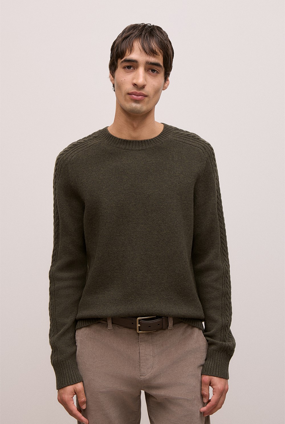 Merino Cable Detail Crew