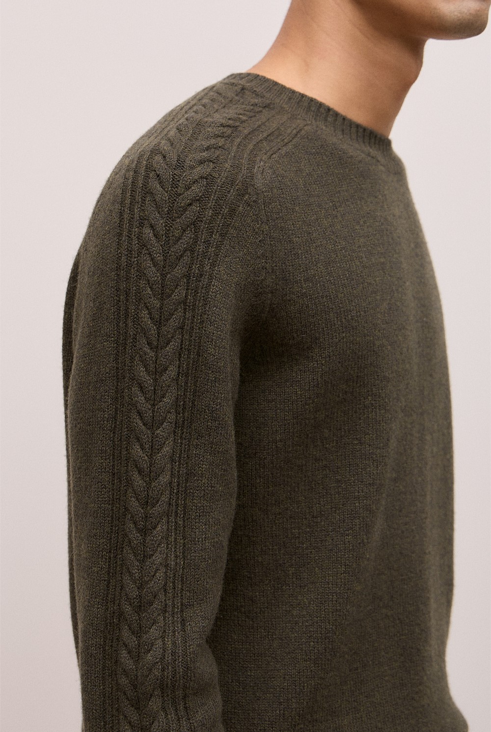 Merino Cable Detail Crew