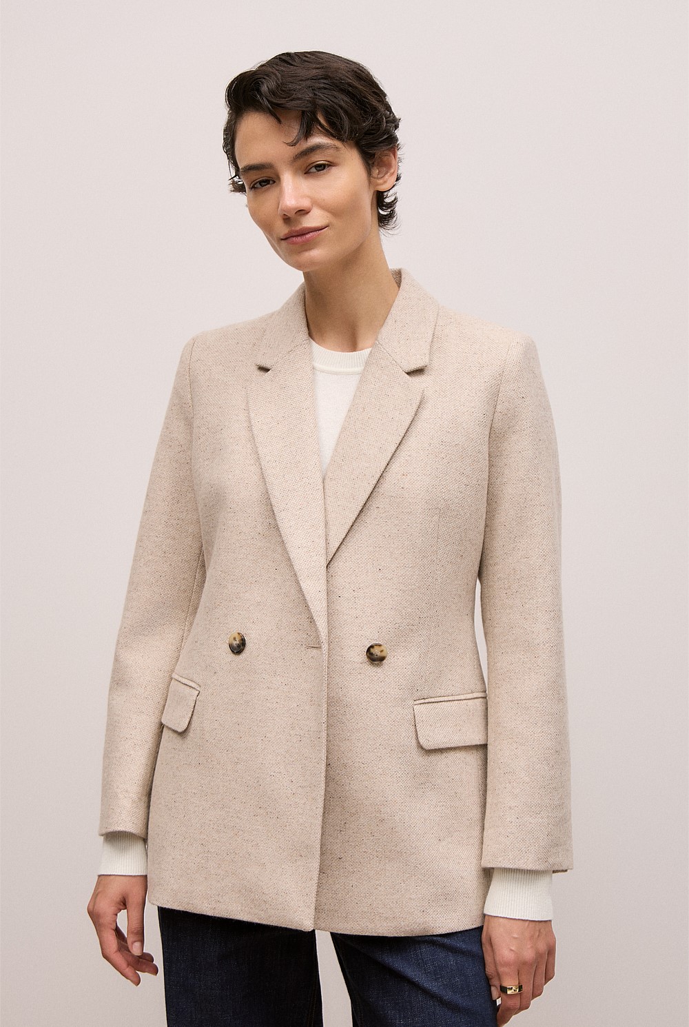 Italian Wool Blend Flecked Blazer