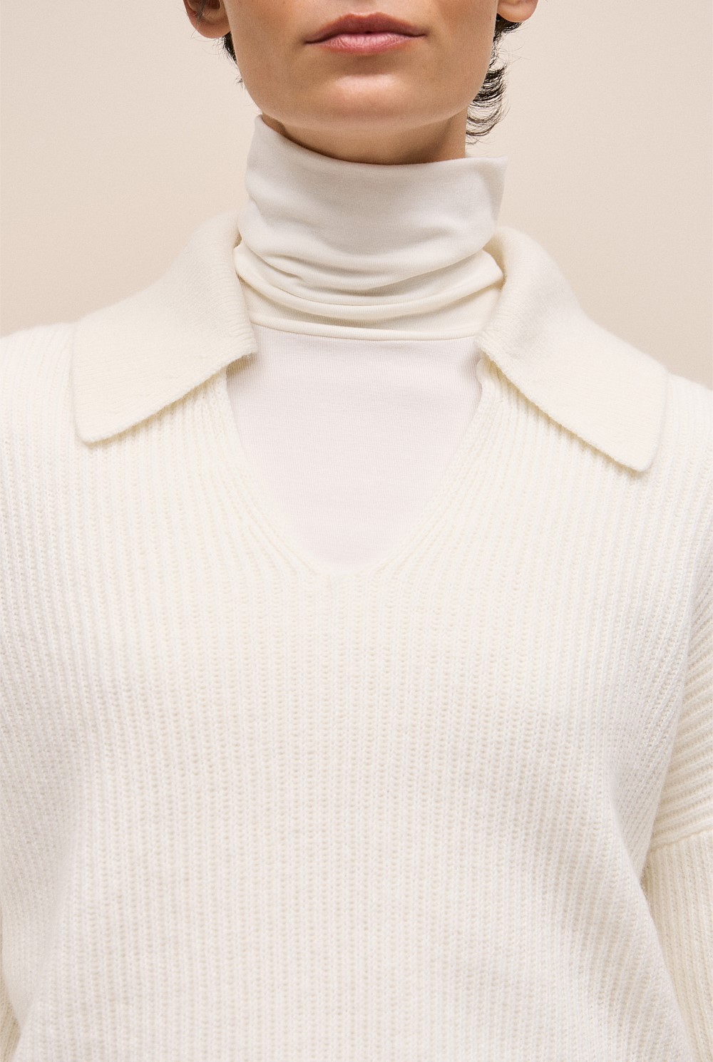 Merino Open Collar Knit