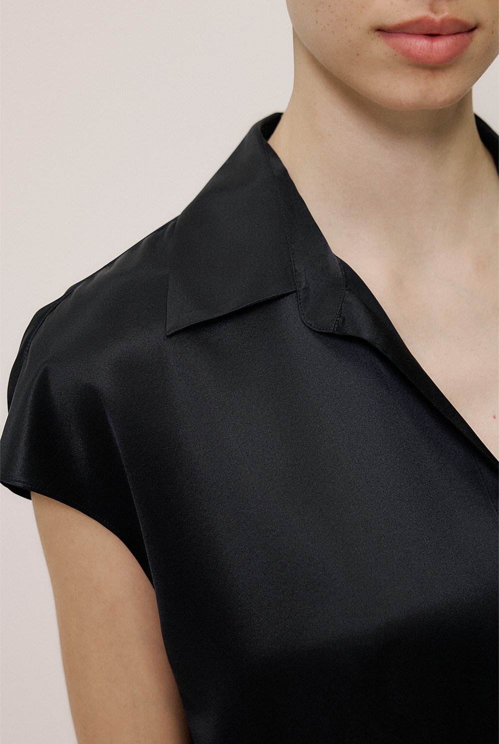 Silk Satin Cap Sleeve Shirt