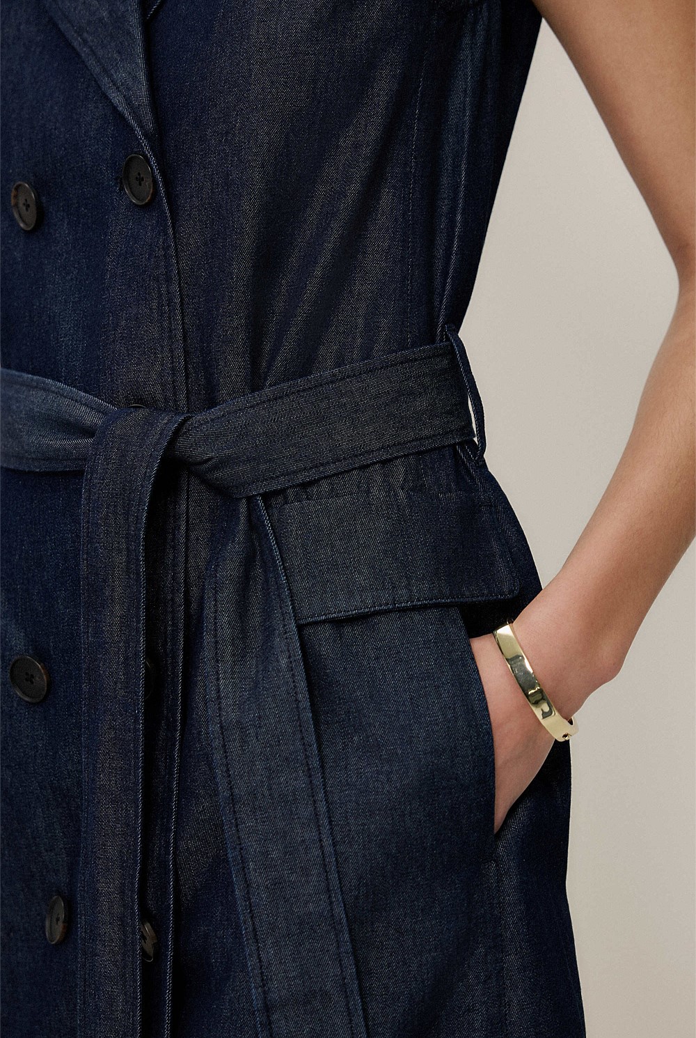 Denim Sleeveless Trench Dress