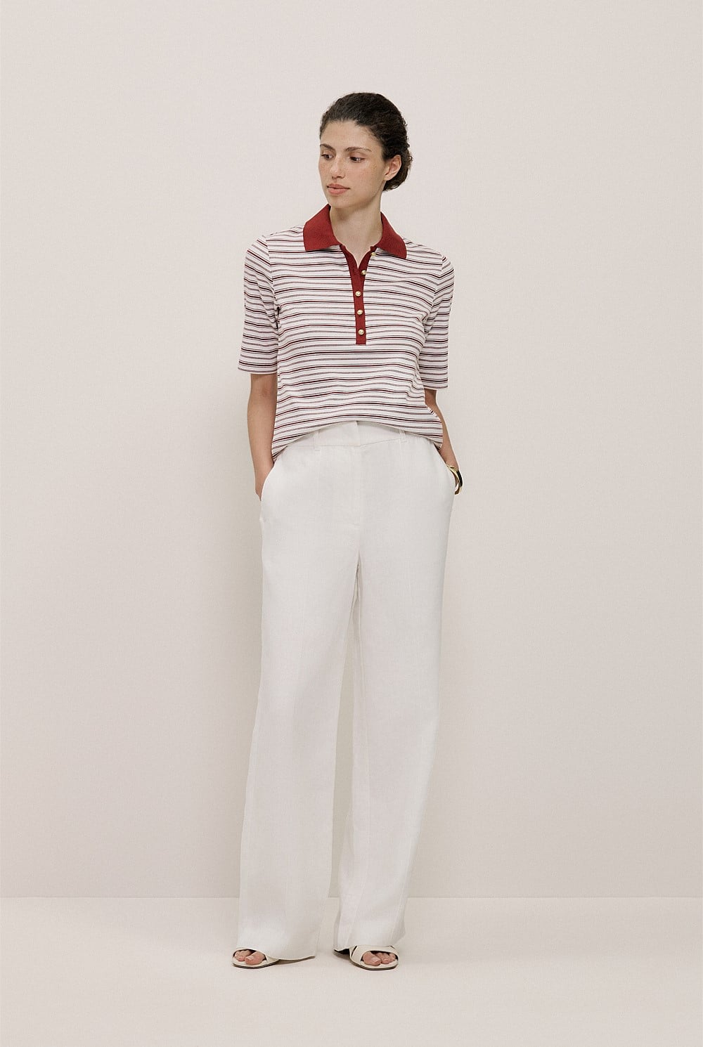 Half Placket Stripe Polo