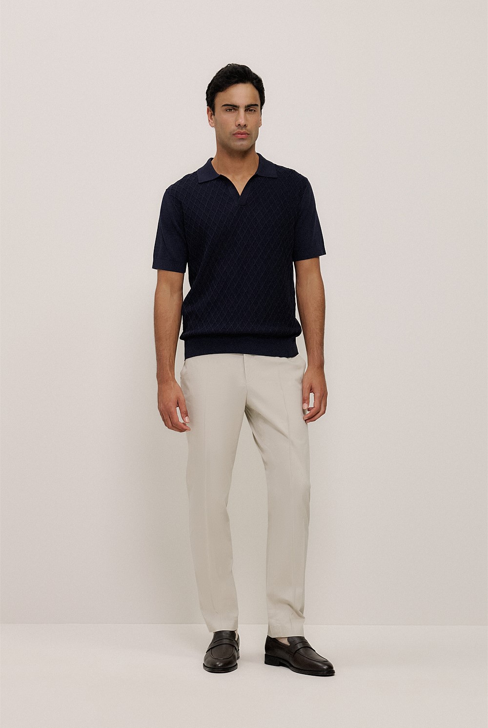 Mercerised Diamond Knit Polo