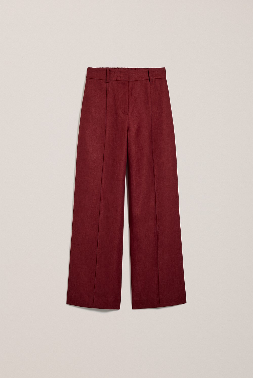 Linen Twill Pintucked Wide Leg Pant