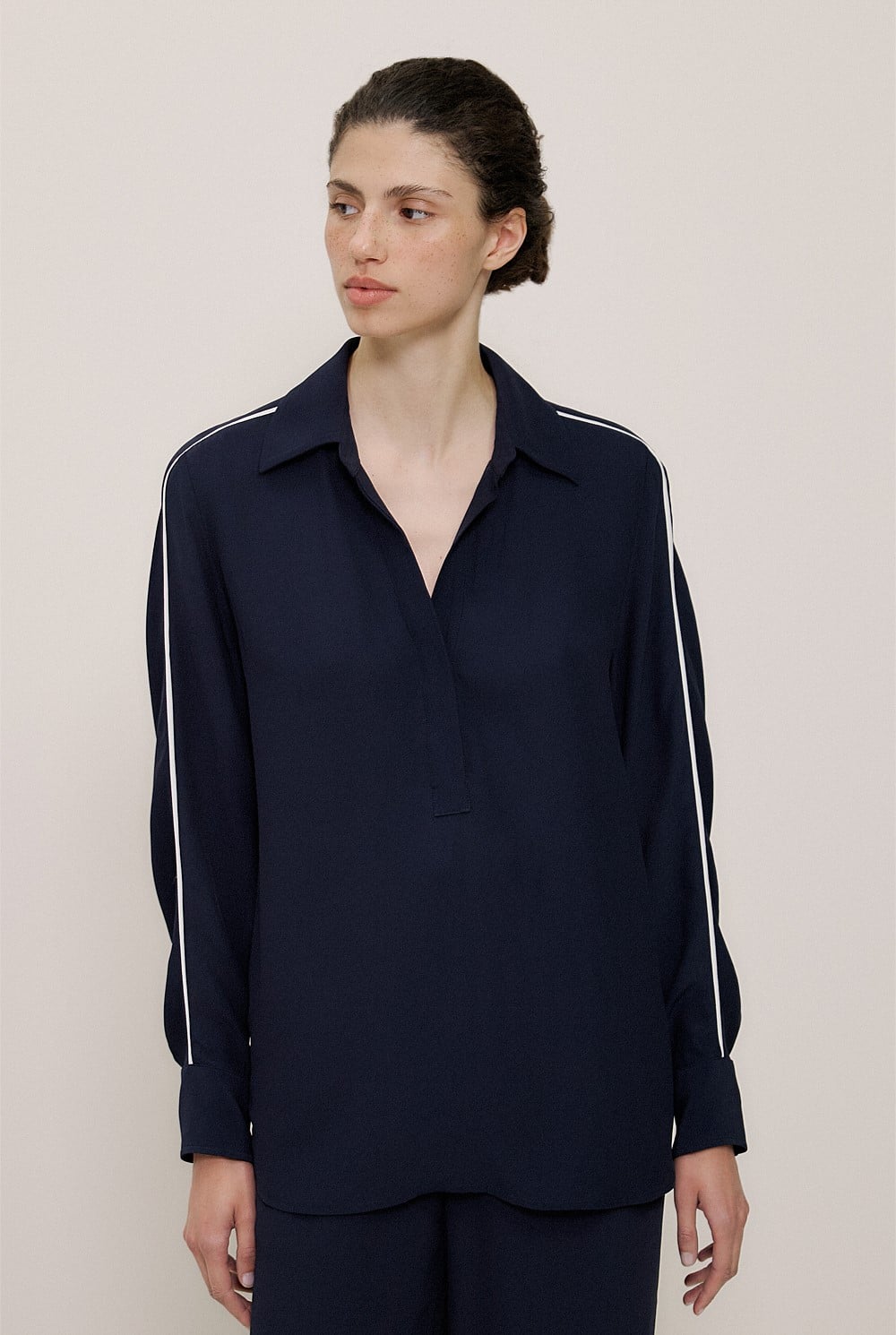 Piping Detail Long Sleeve Shirt