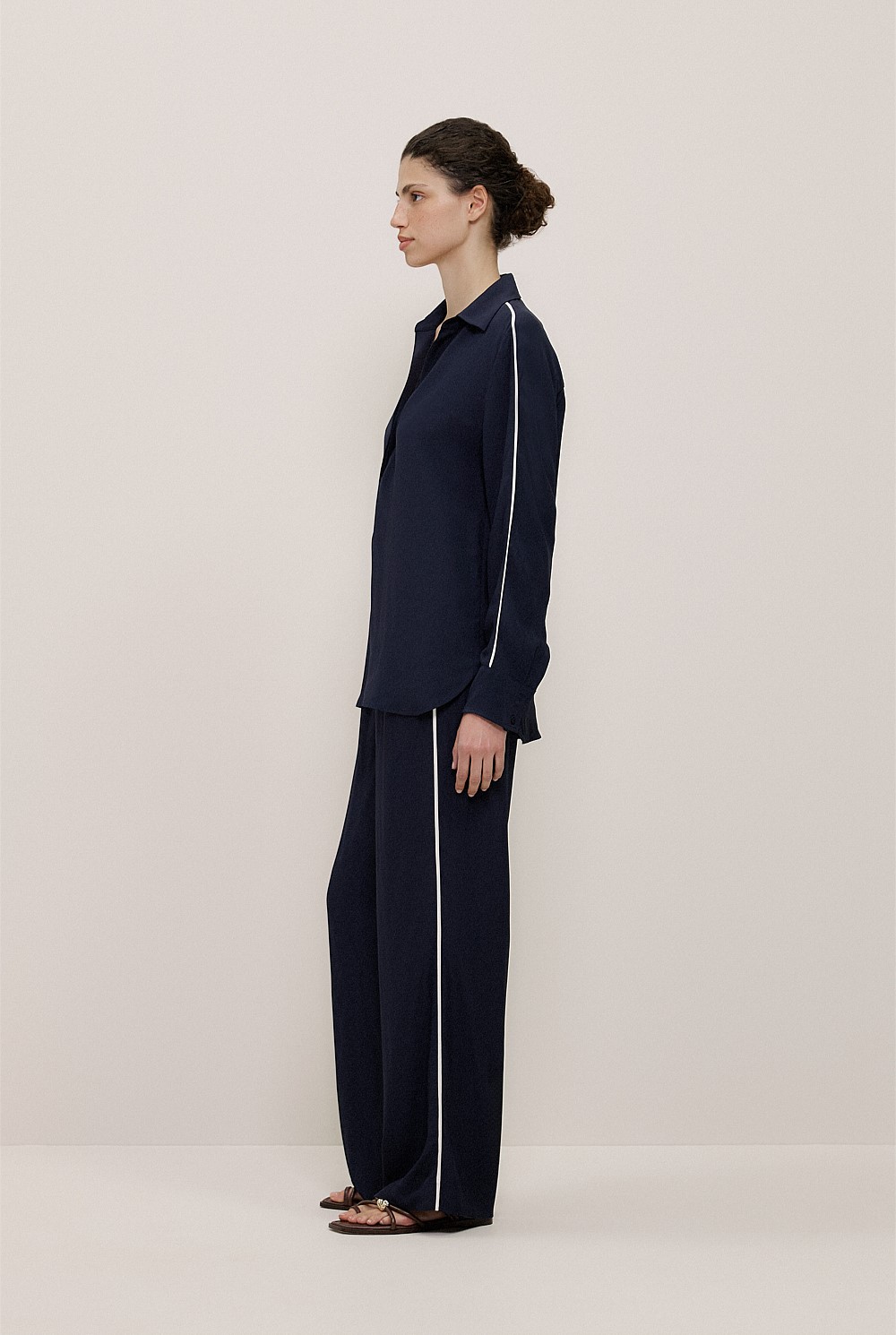 Piping Detail Long Sleeve Shirt