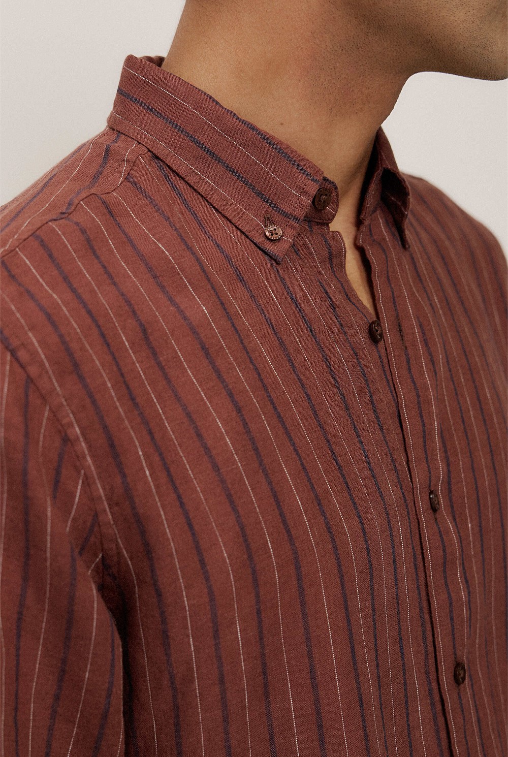 Regular Fit Delave Linen Stripe Shirt
