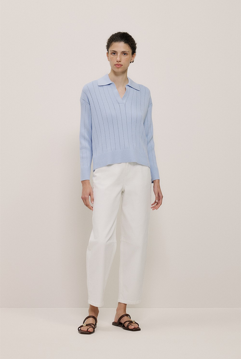 Cotton Cashmere Fine Cable Polo