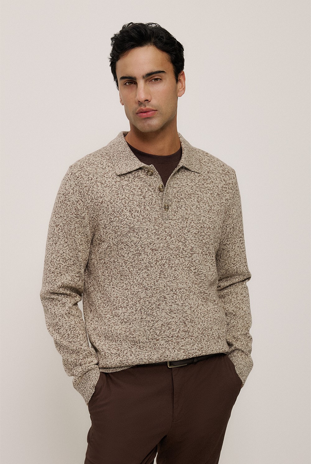 Cotton Speckle Knit Polo