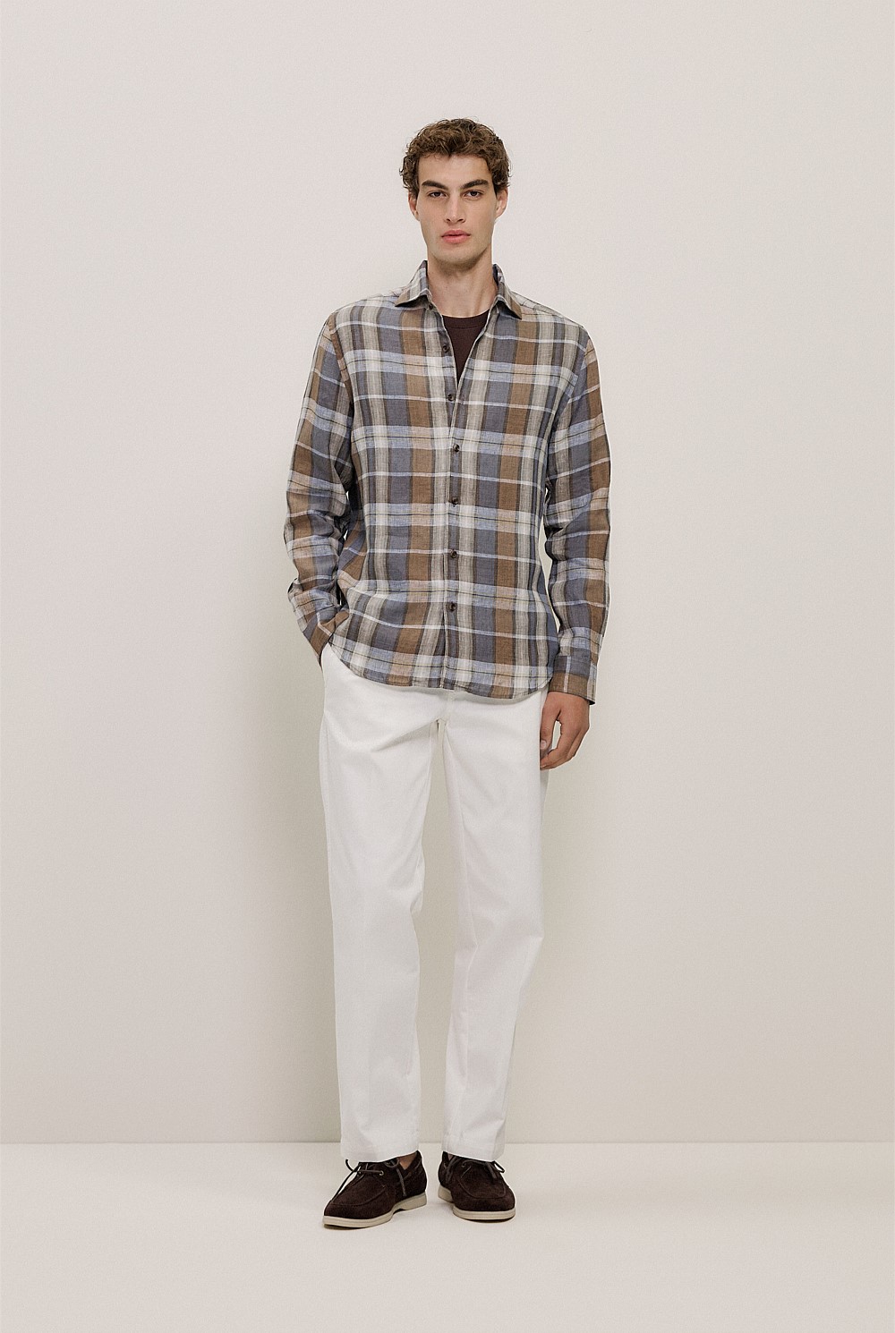 Tailored Fit Delave Linen Check Shirt