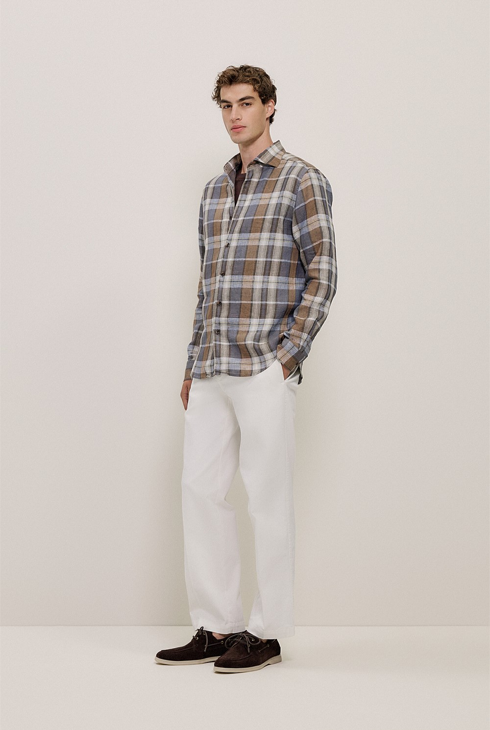 Tailored Fit Delave Linen Check Shirt