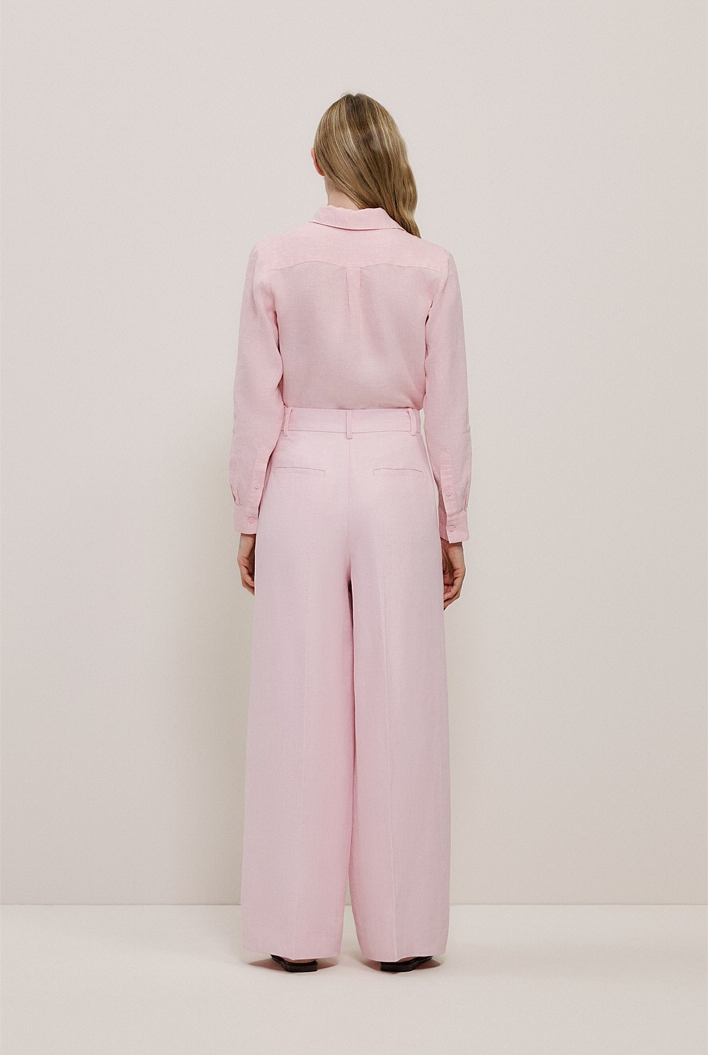 Linen Herringbone Pleat Front Pant