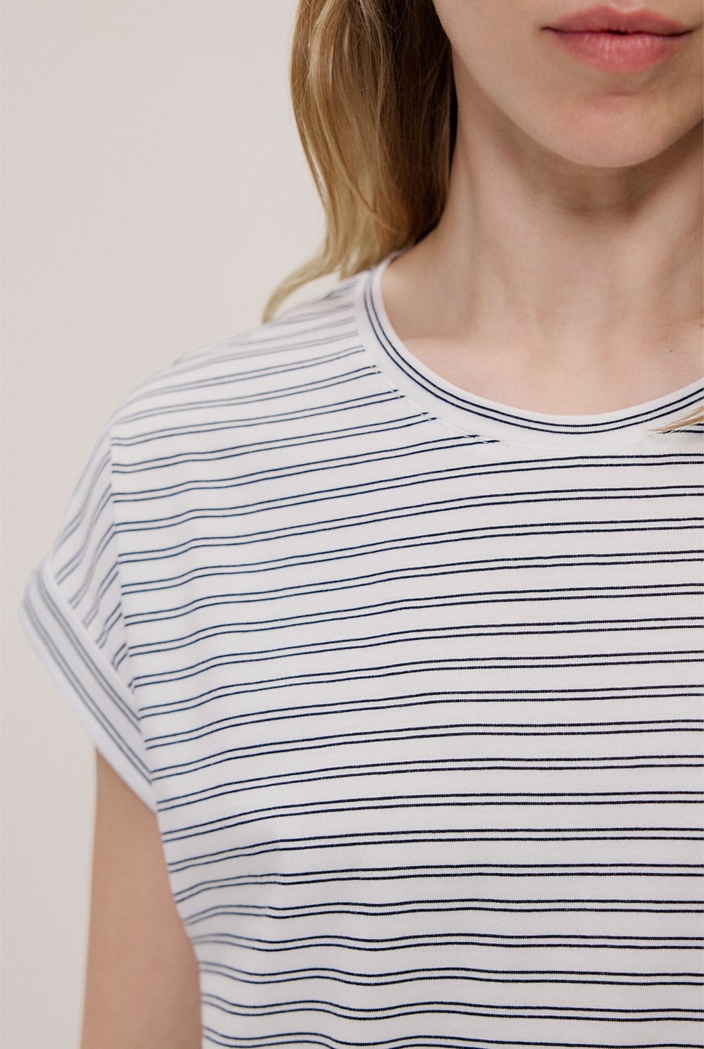 Australian Cotton Stripe Cuff Detail T-shirt