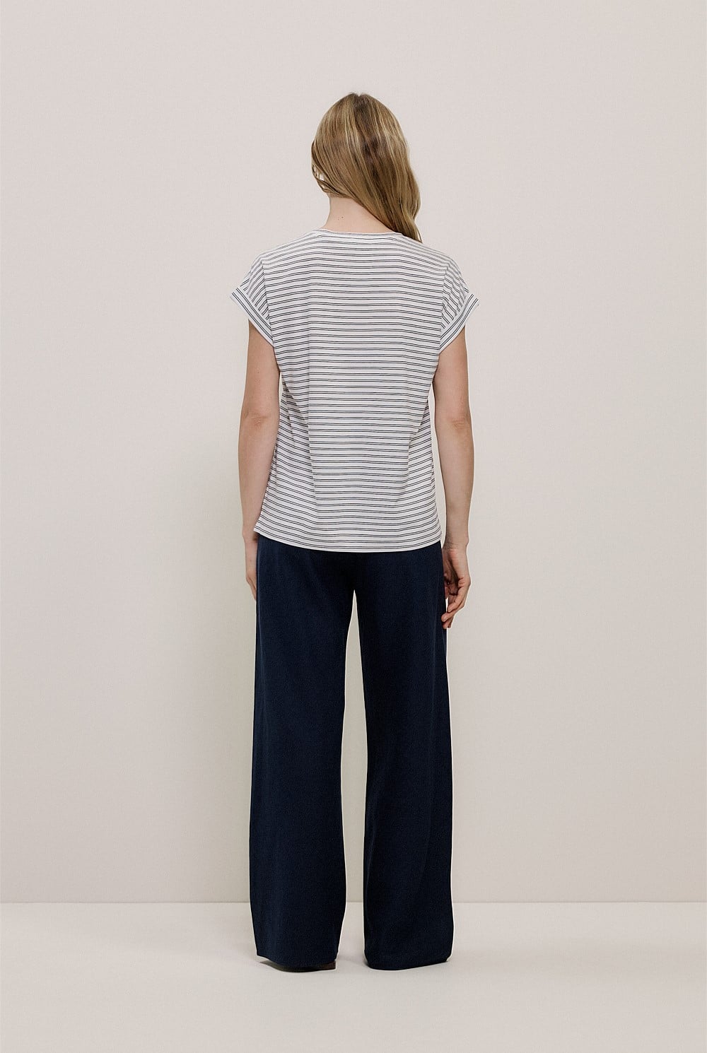 Australian Cotton Stripe Cuff Detail T-shirt