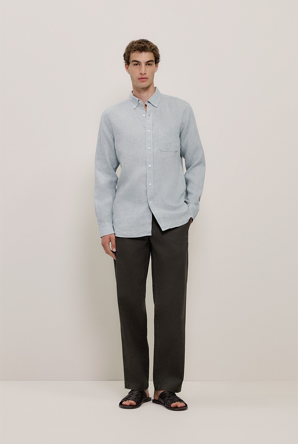 Regular Fit Yarn Dyed Linen Shirt