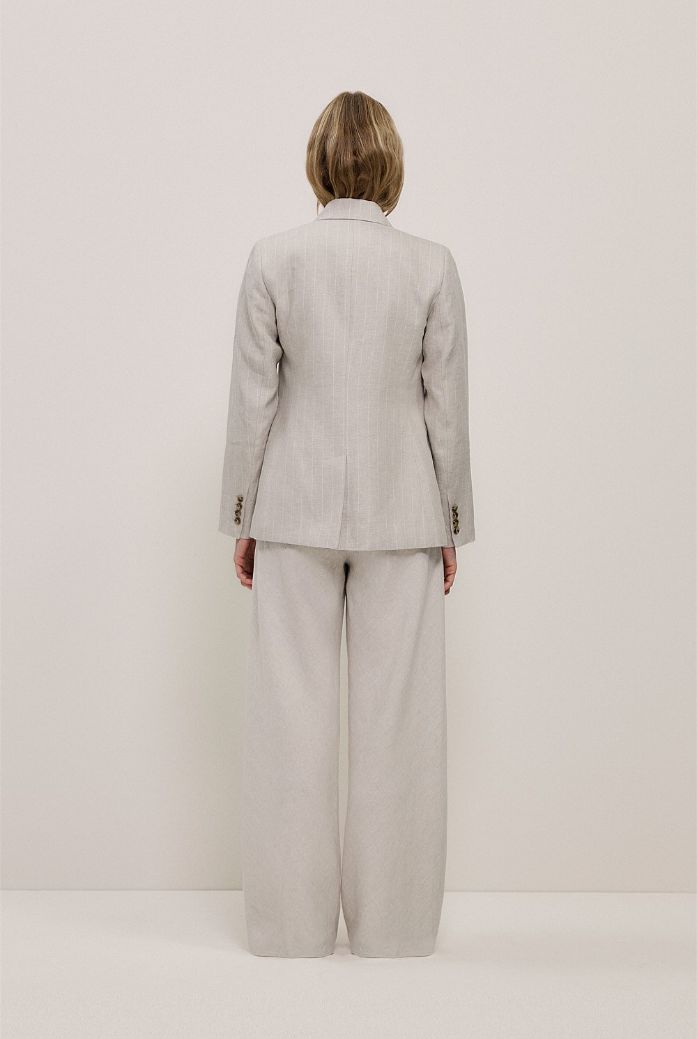 Linen Stripe Double Breasted Blazer