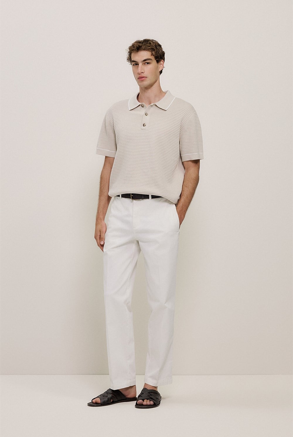 Textured Cotton Tipped Knit Polo