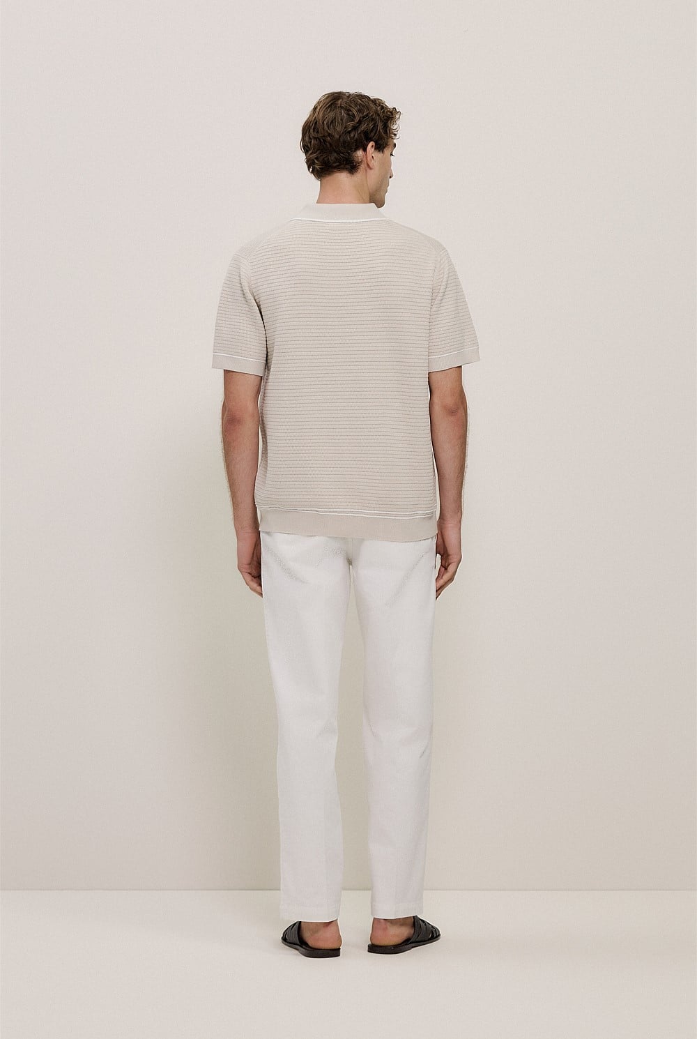 Textured Cotton Tipped Knit Polo