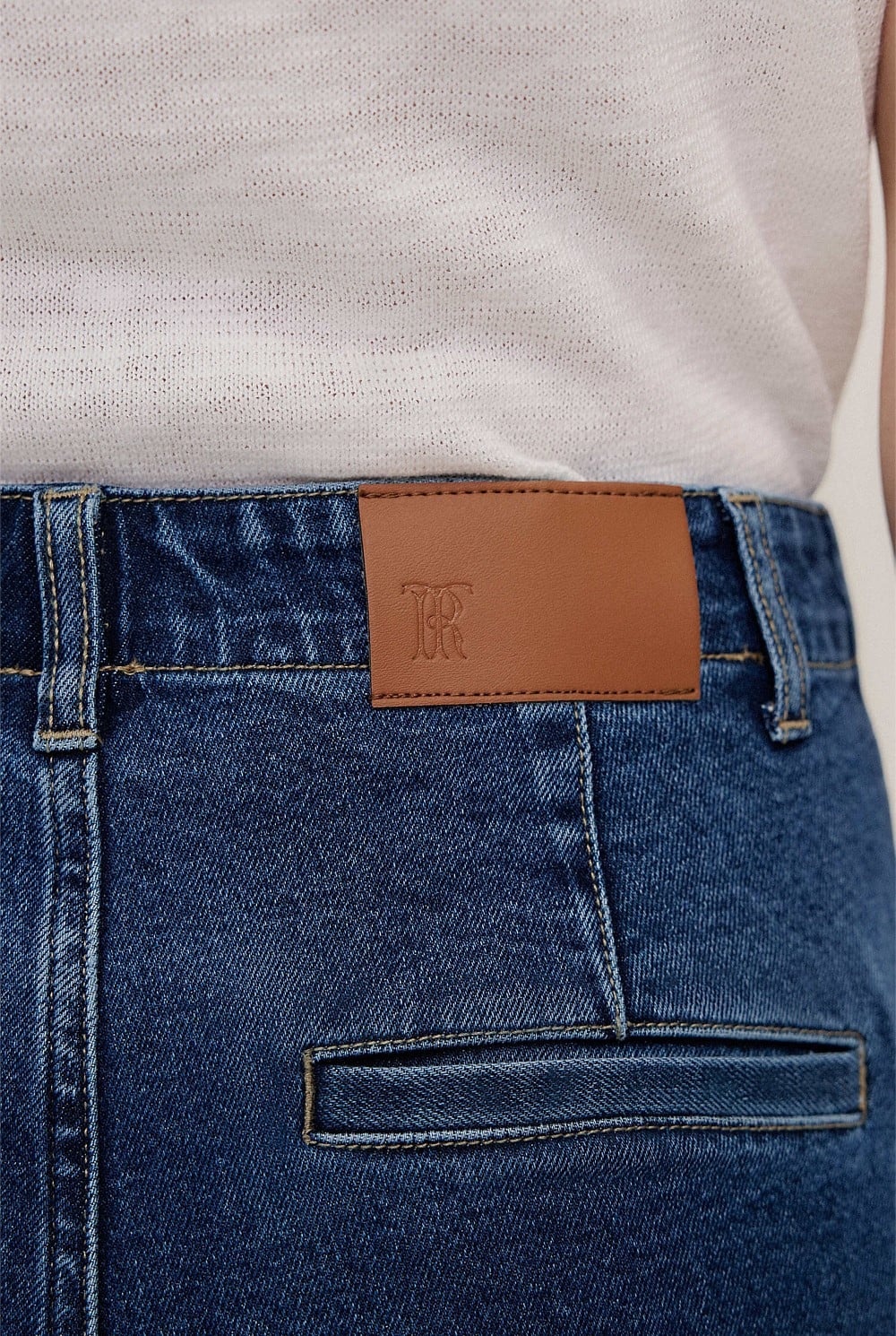 Denim High Rise Tailored Pant