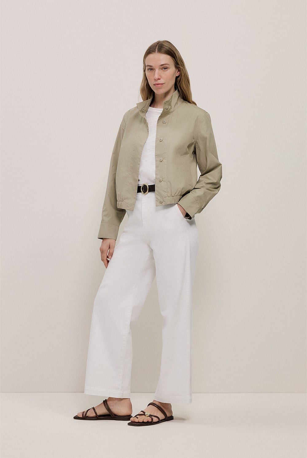 Australian Cotton Blend Denim High Rise Tailored Pant