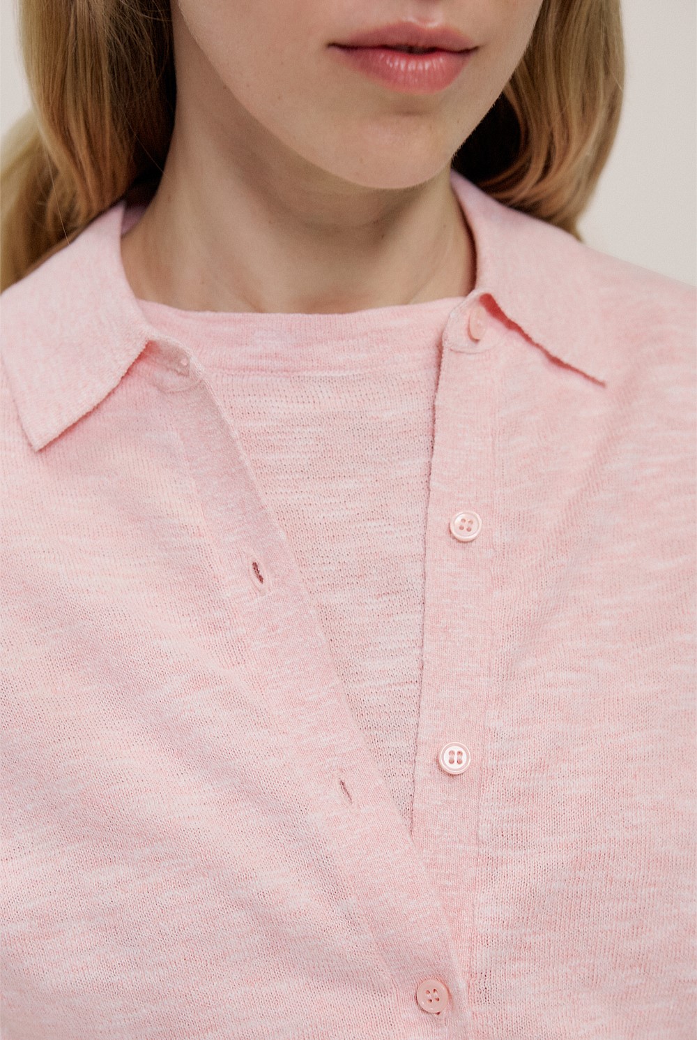 Linen Cotton Collared Cardigan